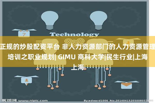 正规的炒股配资平台 非人力资源部门的人力资源管理培训之职业规划| GIMU 商科大学|民生行业|上海