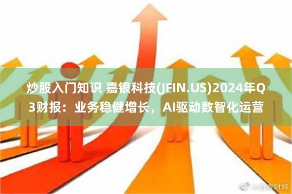 炒股入门知识 嘉银科技(JFIN.US)2024年Q3财报：业务稳健增长，AI驱动数智化运营