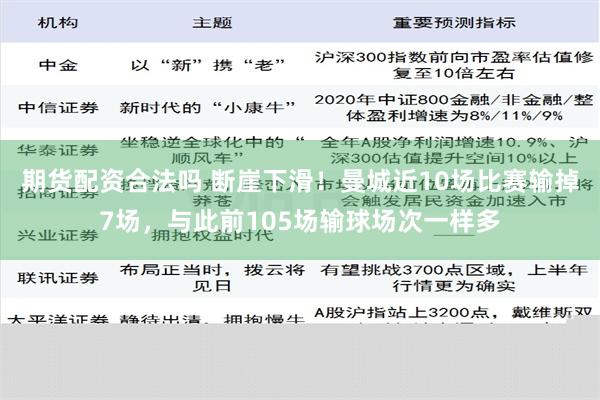 期货配资合法吗 断崖下滑！曼城近10场比赛输掉7场，与此前105场输球场次一样多